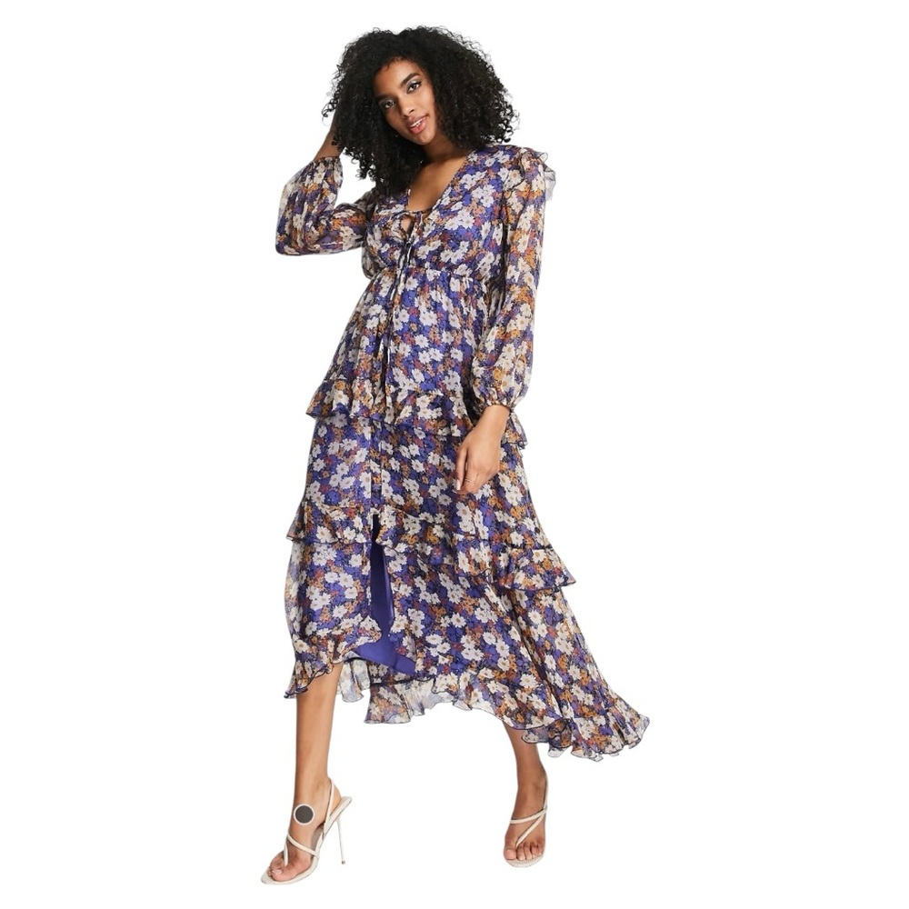 NWOT‎ ASOS DESIGN tiered floral maxi dress with tassels 2